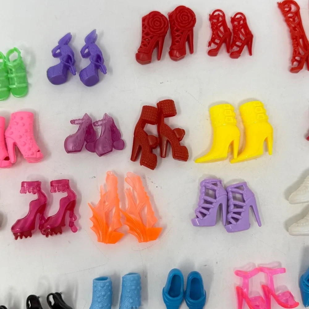 Unbranded Barbie Size Doll Shoes Lot 60 Pairs Heels Boots Sandals Multicolor Y2K